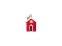 Dekorácia drevo 6 ks 40x50mm domčeky na kolíčku mix, červená, biela