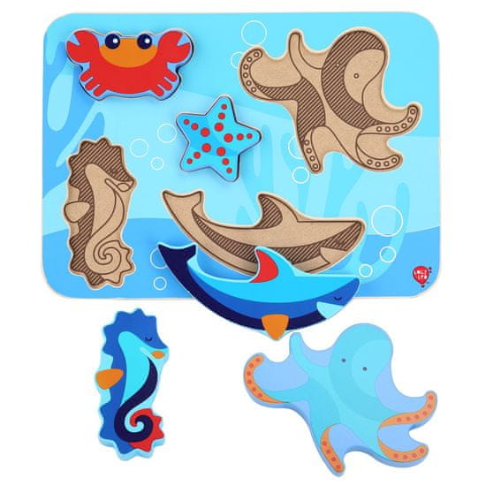 Lucy&Leo 227 Morské živočíchy - drevené vkladacie puzzle 6 dielov