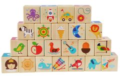 Lucy&Leo "262 Chytré kostky – anglická abeceda - dřevěná multifunkční edukativní sada kostek "
