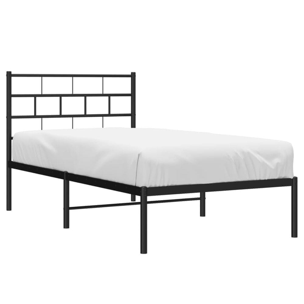 Vidaxl Kovový rám postele s čelom čierny 107x203 cm