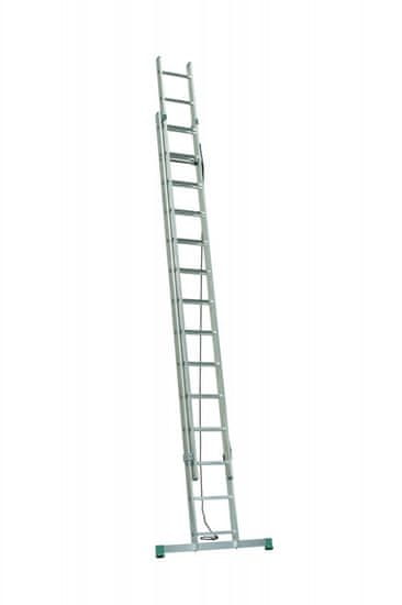 ALVE Hliníkový rebrík dvojdielny výsuvný s lanom 7316 PROFI
