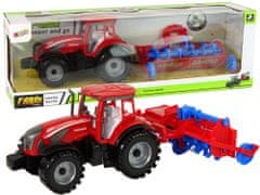 Lean-toys Červený traktor s trecím pohonom pluhu