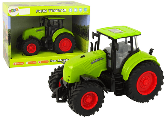 Lean-toys Traktor Poľnohospodársky stroj Zelený traktor Zvukové svetlá