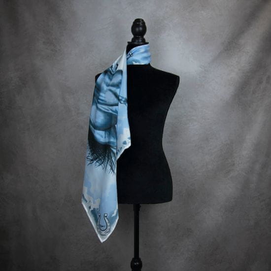 VegaLM Hodvábna šatka Kôň - modrá farba, 90 x 90cm, Ručná výroba na Slovensku