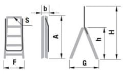 ALVE Schodíky obojstranné hliníkové s madlom 5-stupňové PROFI PLUS