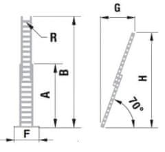 ALVE Hliníkový rebrík dvojdielny výsuvný s lanom 8818 rozšír. verzia PROFI PLUS