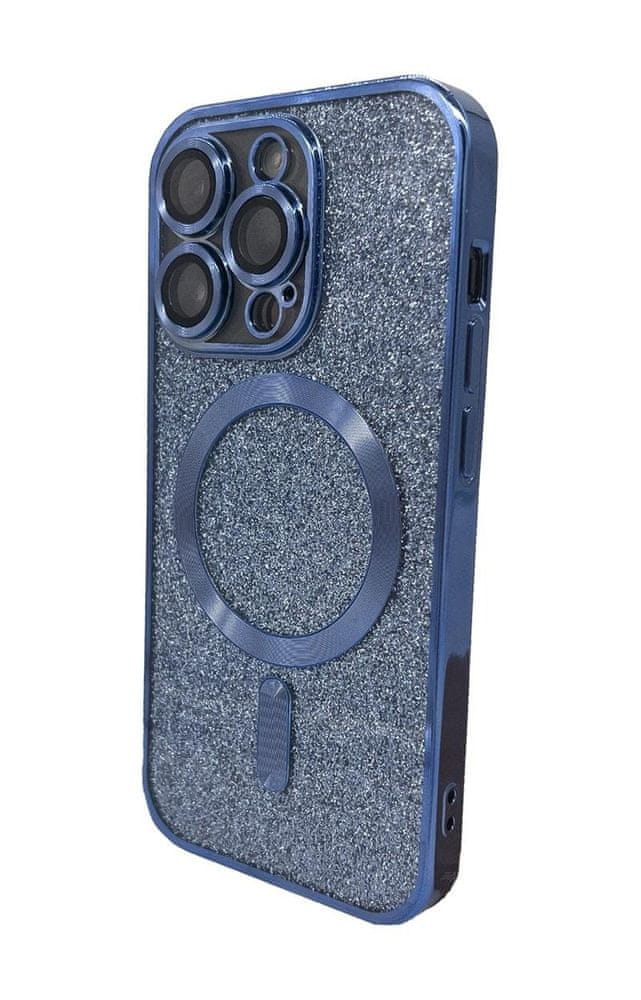 Forever Silikónové TPU puzdro Mag Glitter Chrome pre iPhone 12 Pro modré (TPUAPIP12PMGCTFOBL)