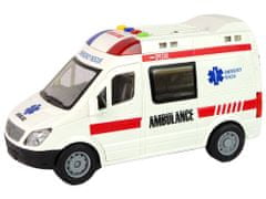Lean-toys Ambulancia Svetlá Zvuky Zvuky Trecí pohon