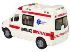 Lean-toys Ambulancia Svetlá Zvuky Zvuky Trecí pohon