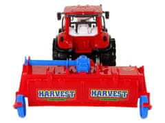 Lean-toys Červený traktor s trecím pohonom pluhu