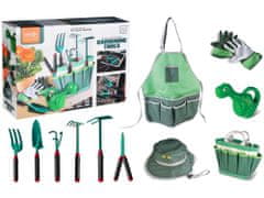 Lean-toys Záhradná súprava Taška na náradie Rukavice Klobúk Zálievka Zelená
