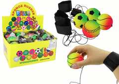 Lean-toys PU loptička na gumičke 6 cm 4 Vzory Rainbow