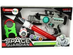 Lean-toys Súprava vesmírneho bojovníka Laserová zbraň Svetelný meč Pútka na ruky Vrhač diskov