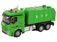 Lean-toys Zelené diaľkovo ovládané smetiarske auto 2.4G Svetlá Zvuk