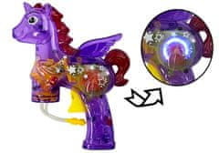Lean-toys Pištoľ na mydlové bubliny jednorožec fialová