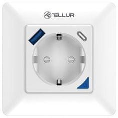 Tellur WiFi Smart Wall Plug, 3600W, 16A, PD20W, USB 18W (TR0128), biela
