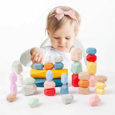 Montessori drevená hračka - Balansujúce kamene