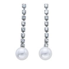 Elegantné náušnice s kryštálmi a perlou 42112.R