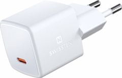 SWISSTEN Swissten Síťový Adaptér GaN USB-C 33W PD mini 3x3x3 cm Bilý