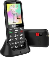 Evolveo EasyPhone FS, vyklápěcí mobilní telefon 2.8" pro seniory s nabíjecím stojánkem (černá barva)