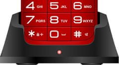 Evolveo EasyPhone XO, mobilní telefon pro seniory s nabíjecím stojánkem (červená barva)