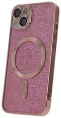 Forever Silikónové TPU puzdro Mag Glitter Chrome pre iPhone 14 Plus ružové (TPUAPIP14PLMGCTFOPI)