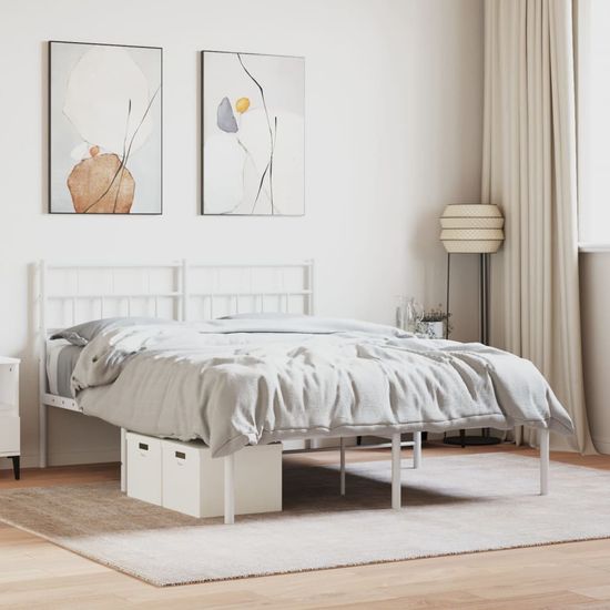 Petromila vidaXL Kovový rám postele s čelom biely 135x190 cm