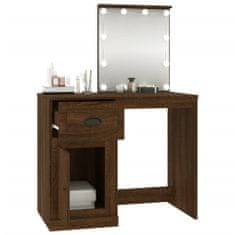 Vidaxl Toaletný stolík s LED hnedý dub 90x50x132,5 cm kompozitné drevo
