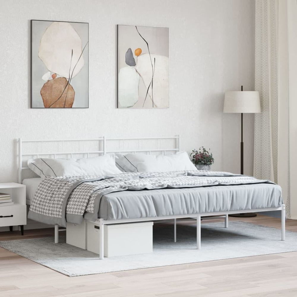 Petromila vidaXL Kovový rám postele s čelom biely 193x203 cm