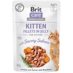 Brit Care Cat vreciek. Kitten Fillets in Jelly with Savory Salmon 85 g