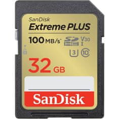 SanDisk Extreme PLUS/SDHC/32GB/100MBps/UHS-I U3/Class 10/Čierna