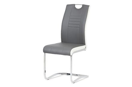 Autronic Moderná jedálenská stolička Jídelní židle chrom / koženka šedá s bílými boky (DCL-406 GREY)