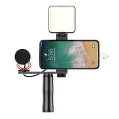 SADA mikrofón na telefón so selfie tyčou a LED lampou