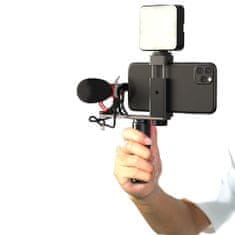 SADA mikrofón na telefón so selfie tyčou a LED lampou