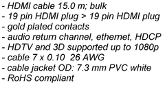 Kábel HDMI Goobay Gold White 15 m