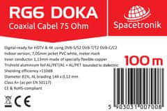Spacetronik DOKA 4K Trishield RG6 kábel 100m viazaný