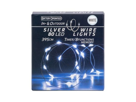 Koopman LED svetelná reťaz vonkajšia, biela farba, 80ks diód s časovačom