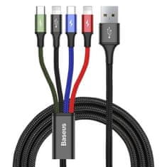 BASEUS Fast USB kábel 4in1 USB-C 2x Lightning Micro 3,5A 1,2m - black