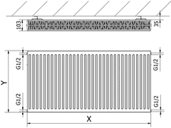 Mexen , Panelový radiátor Mexen C22 300 x 600 mm, bočné pripojenie, 560 W, biely - W422-030-060-00