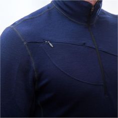 Sensor Mikina Merino Upper Zip - pánska, krátky zips, tmavomodrá - veľkosť L