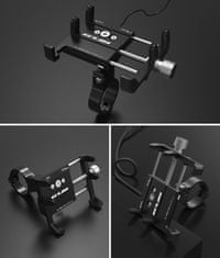 GUB Držiak telefónu na bicykel alebo motorka, GUB G91, montáž na riadidlá USB