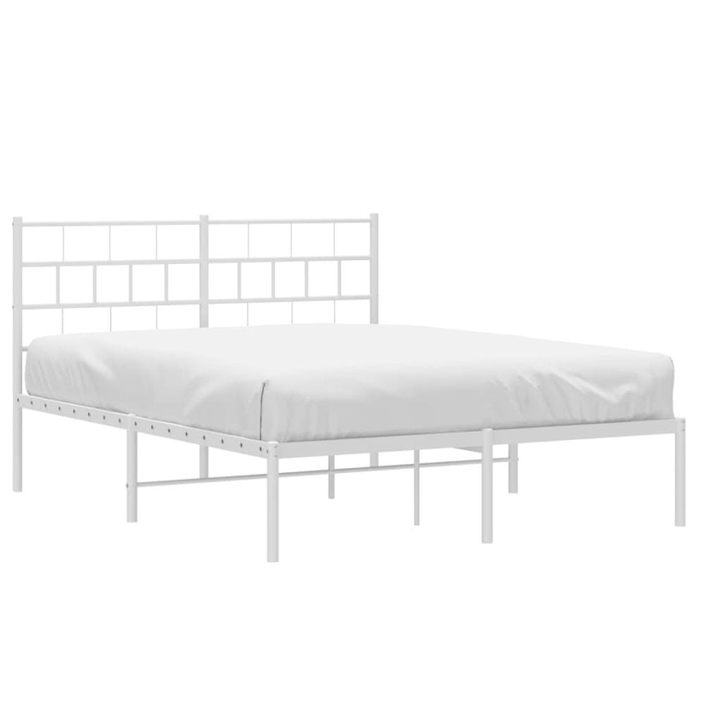 Vidaxl Kovový rám postele s čelom biely 120x200 cm