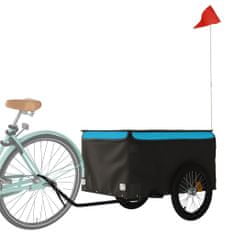Vidaxl Nákladný príves za bicykel čierno-modrý 45 kg železný