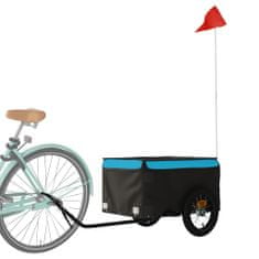 Vidaxl Nákladný príves za bicykel čierno-modrý 30 kg železný