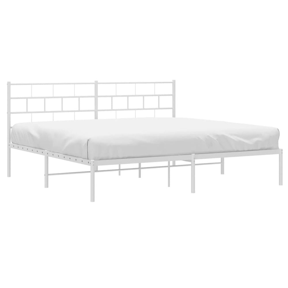 Vidaxl Kovový rám postele s čelom biely 183x213 cm