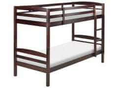 Beliani Poschodová posteľ 90 x 200 cm tmavé drevo REGAT