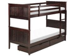 Beliani Poschodová posteľ s úložným priestorom 90 x 200 cm tmavé drevo RADON