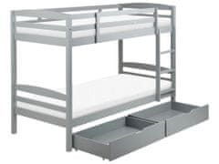 Beliani Poschodová posteľ s úložným priestorom 90 x 200 cm sivá REGAT
