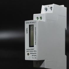 Qoltec Jednofázový elektronický elektromer | DIN lišta | 230V | LCD | 1P | Slim