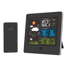 Solight Meteostanica, farebný LCD, teplota, vlhkosť, RCC, čierna